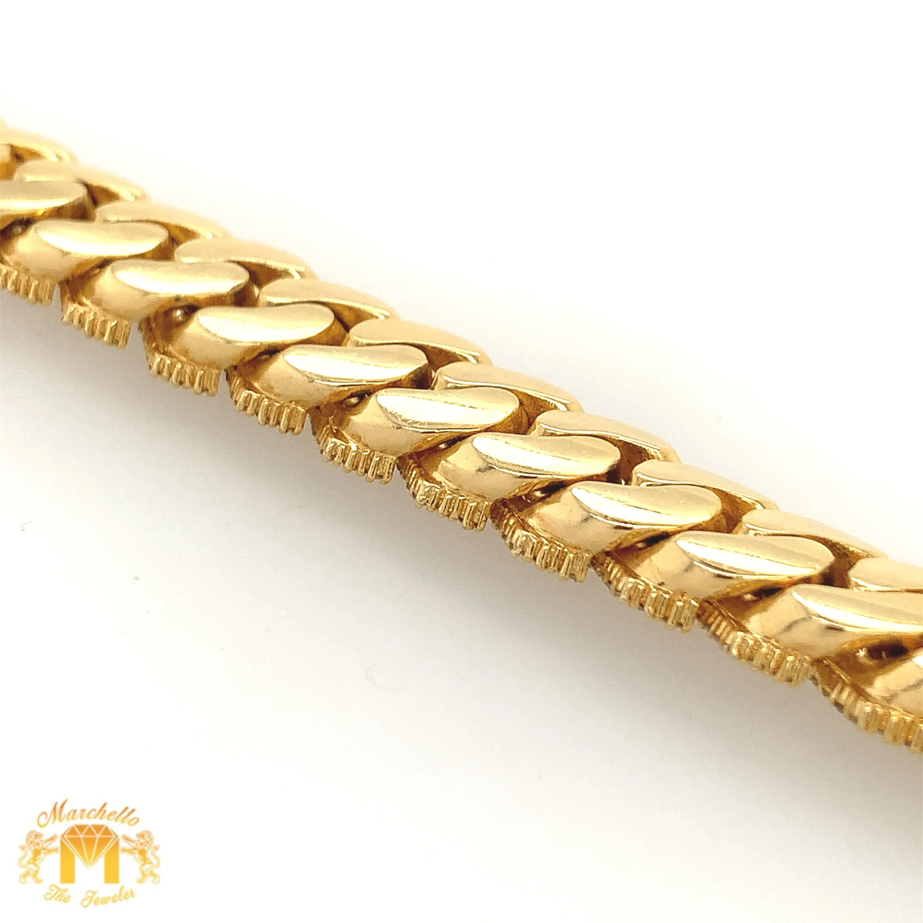 14k Gold 16.7mm Diamond Edge Cuban Link Bracelet (VS/SI clarity diamonds)