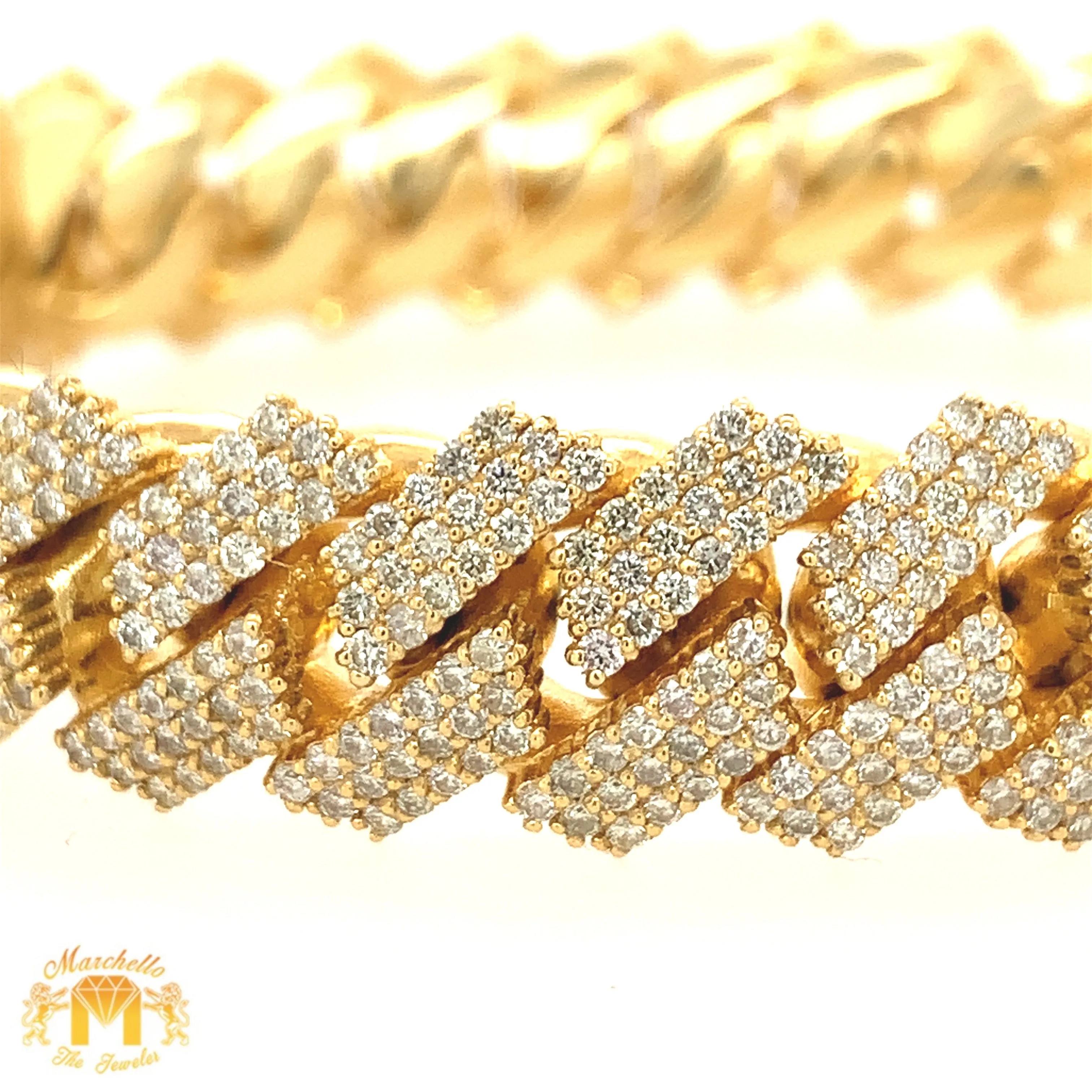 14k Gold 16.7mm Diamond Edge Cuban Link Bracelet (VS/SI clarity diamonds)