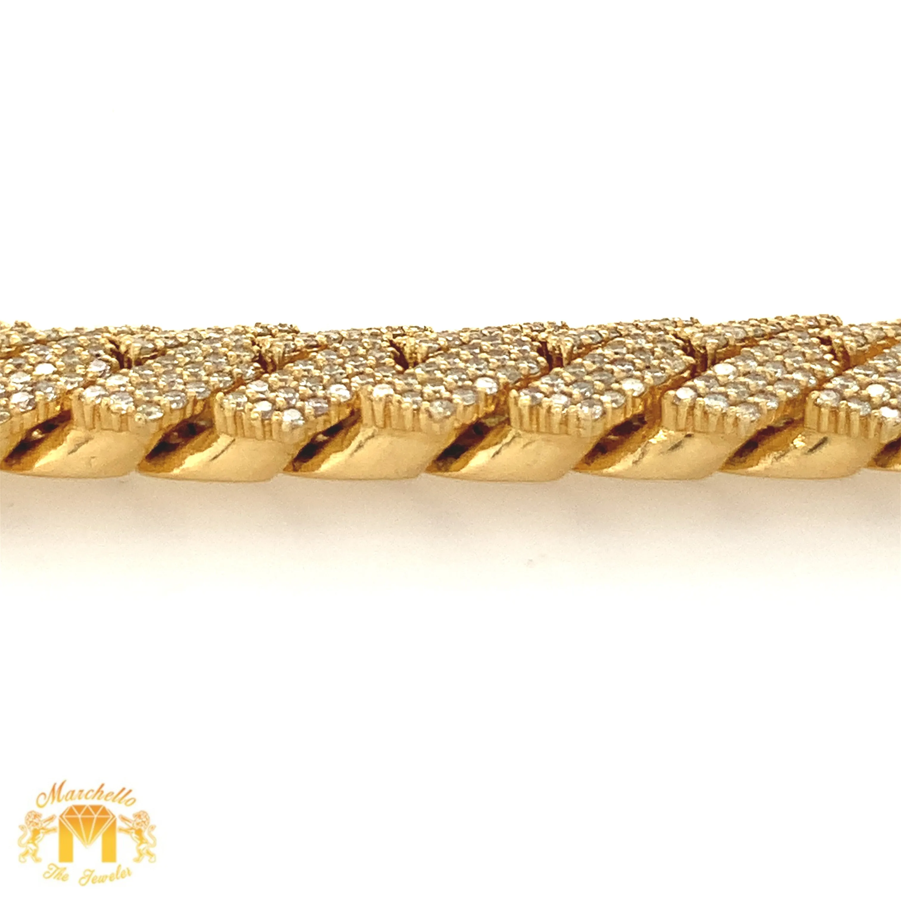 14k Gold 16.7mm Diamond Edge Cuban Link Bracelet (VS/SI clarity diamonds)