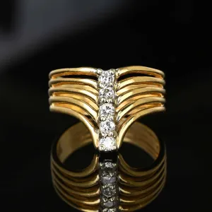 14K Gold Five Row Diamond Chevron Cocktail Ring