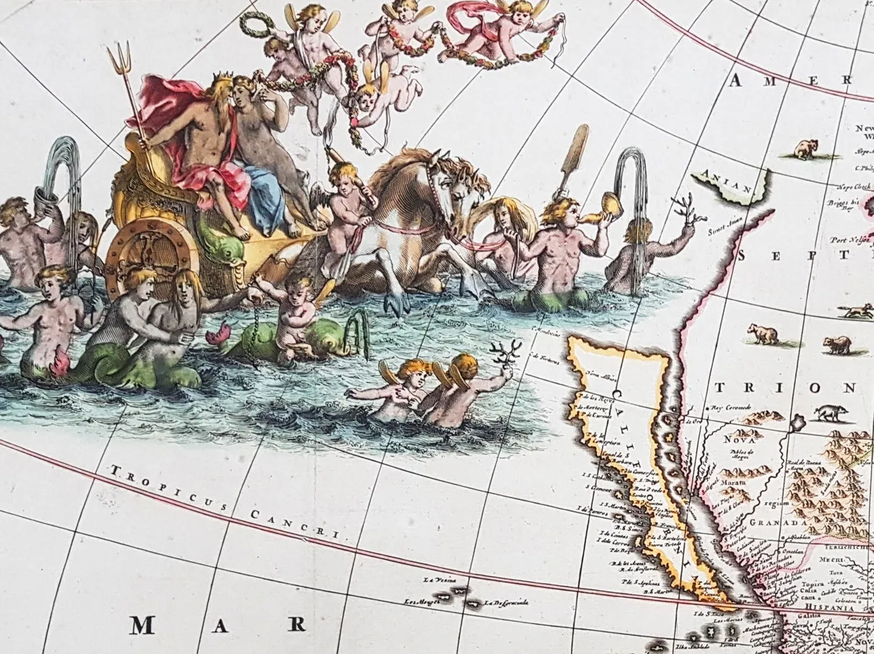 1671 Jacob Van Meurs Rare Original Antique Map of America - Island of California