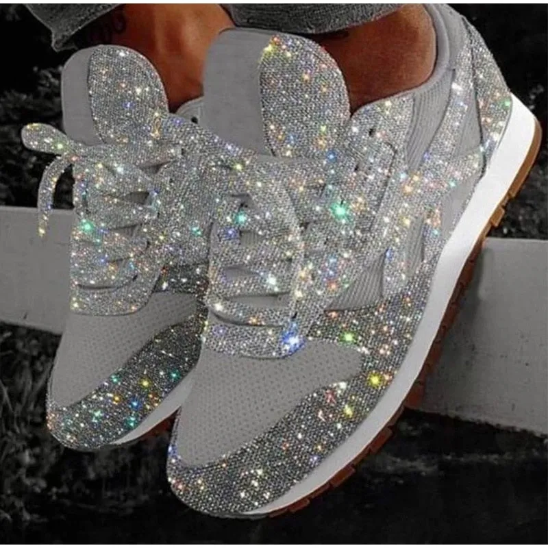 2019autumn luxury shoes women designers sneakers flat lace-up platform sneakers for women black breathable mesh glitter sneakers