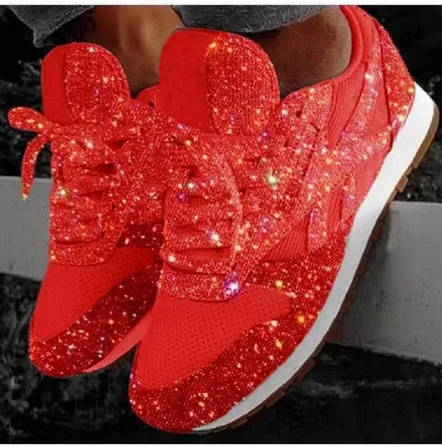 2019autumn luxury shoes women designers sneakers flat lace-up platform sneakers for women black breathable mesh glitter sneakers