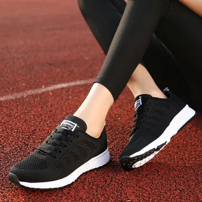 2019autumn luxury shoes women designers sneakers flat lace-up platform sneakers for women black breathable mesh glitter sneakers