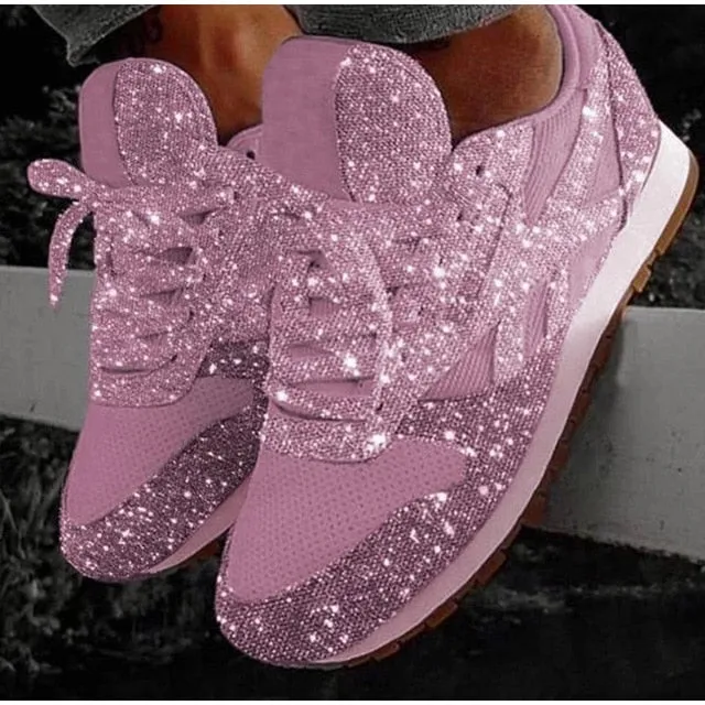 2019autumn luxury shoes women designers sneakers flat lace-up platform sneakers for women black breathable mesh glitter sneakers