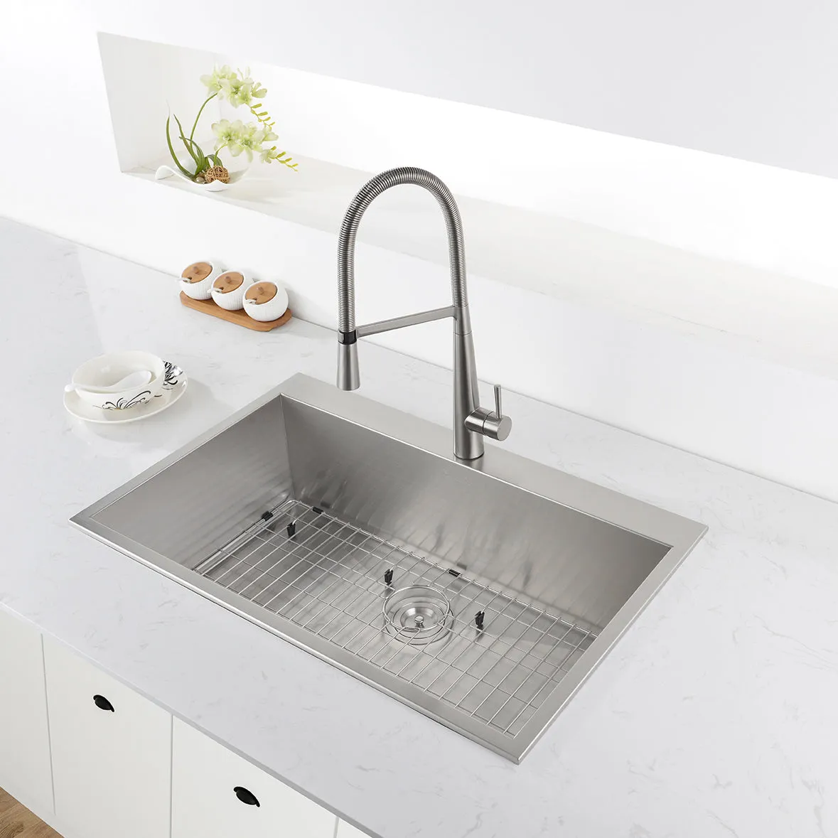 33 x 22 Drop-in Topmount 16 Gauge Zero Radius Stainless Steel Kitchen Sink Single Bowl