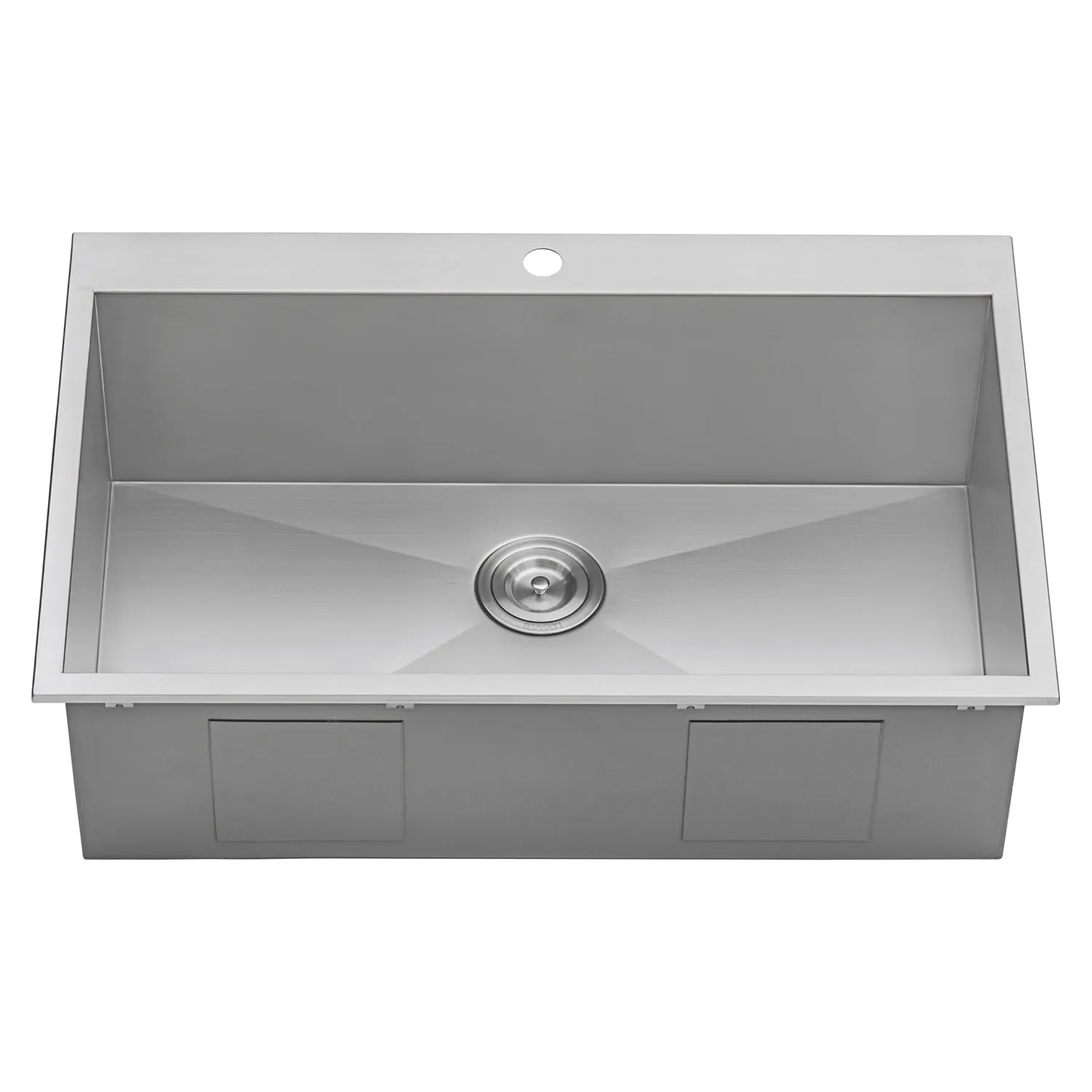 33 x 22 Drop-in Topmount 16 Gauge Zero Radius Stainless Steel Kitchen Sink Single Bowl