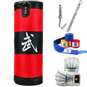 90cm Punching Bag, Fitness Sandbags, Striking Drop Hollow Empty Sand Bag with Chain, Martial Art Training Punch Target