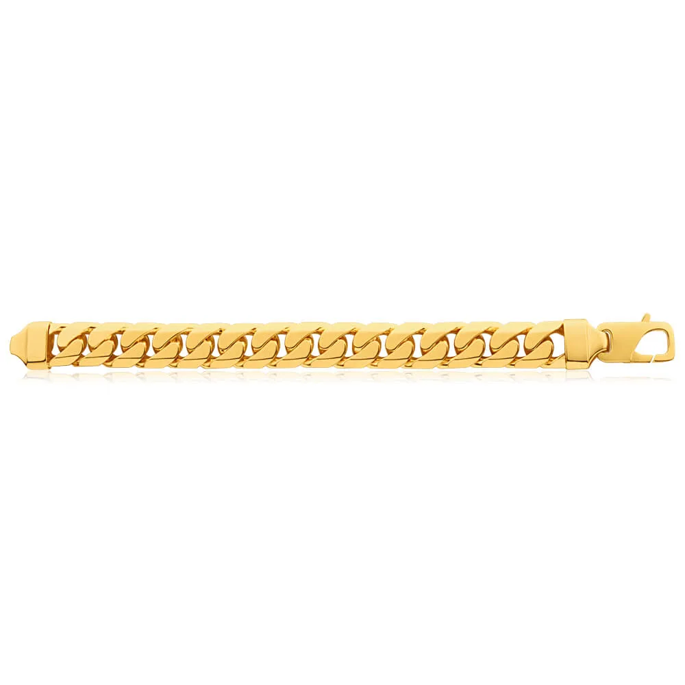 9ct Yellow SOLID Gold Heavy Curb 23cm Bracelet 550 Gauge