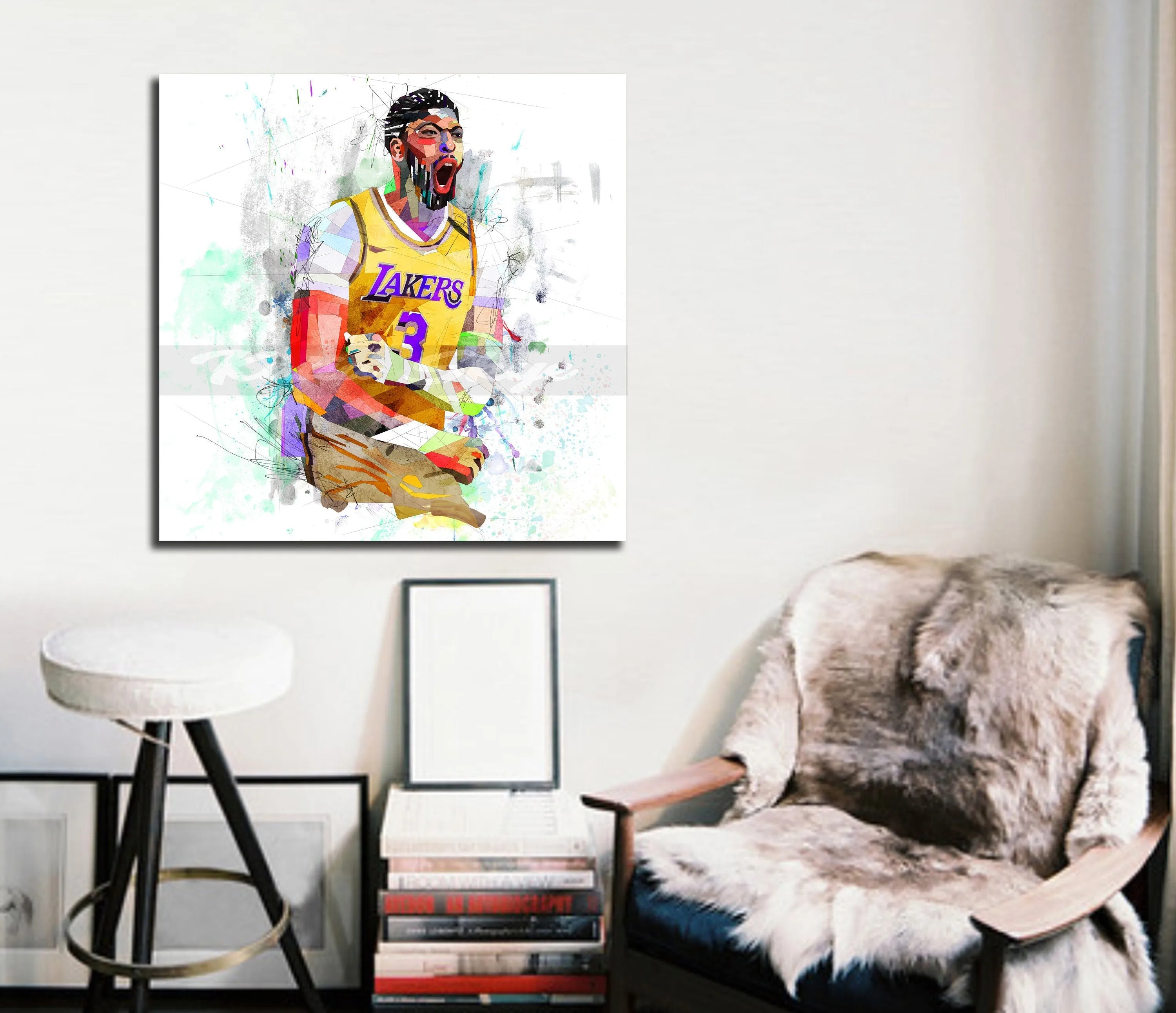 Abstract Basketball Canvas Wall Art Inspired by Anthony Davis // NBA-AD01