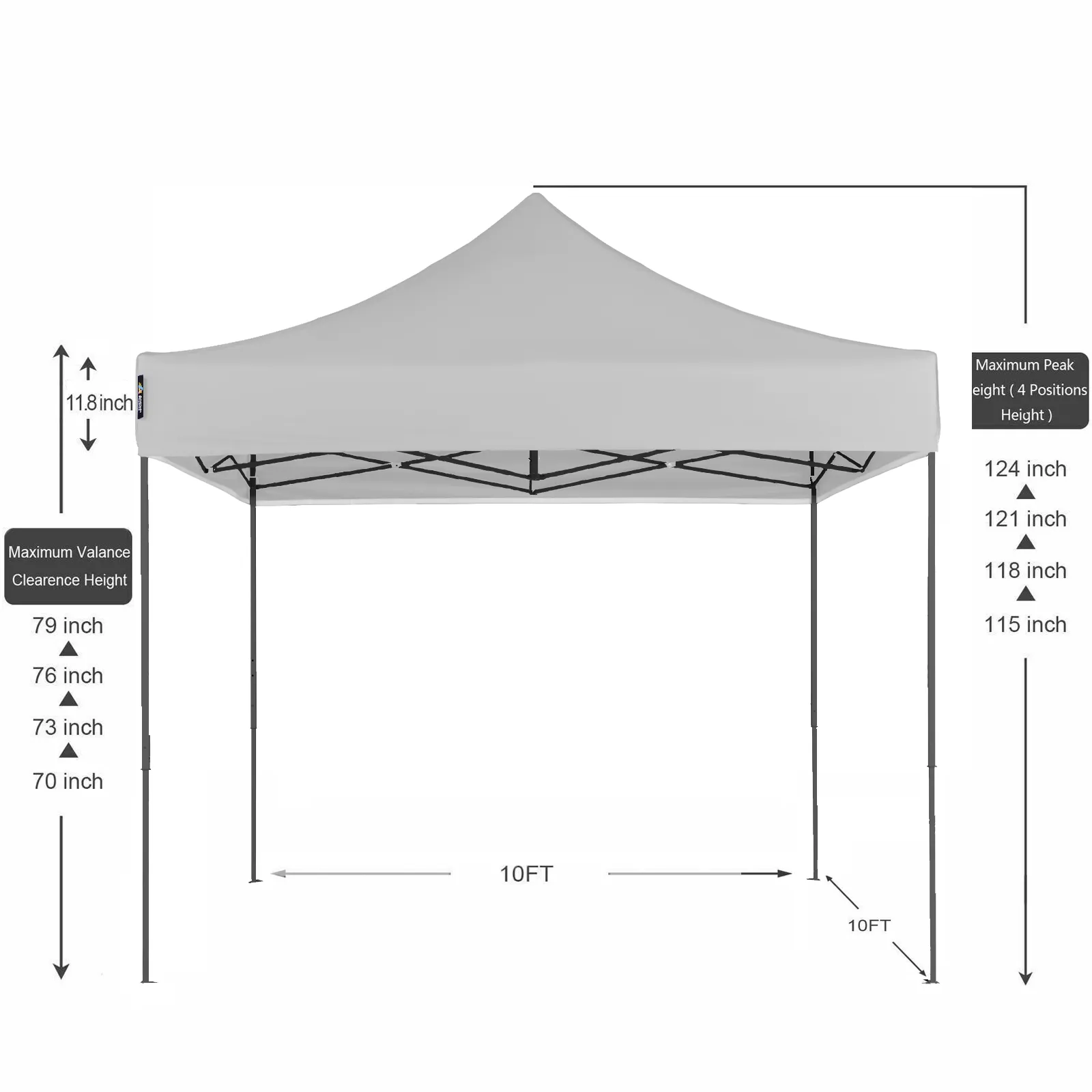 American Phoenix 10x10 Canopy Tent Pop Up Portable Instant Adjustable Outdoor Marke Shelter (Black Frame)