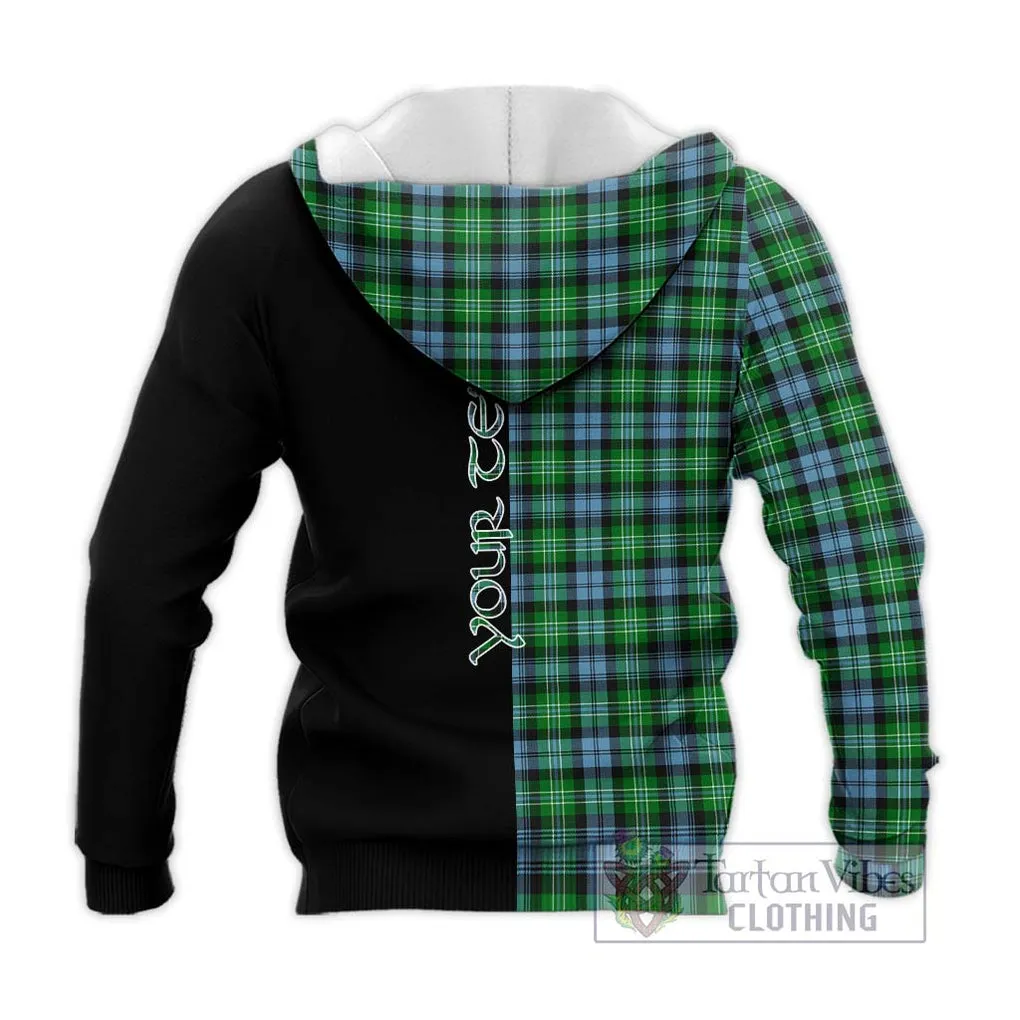 Arbuthnot Ancient Tartan Knitted Hoodie with Family Crest and Half Of Me Style