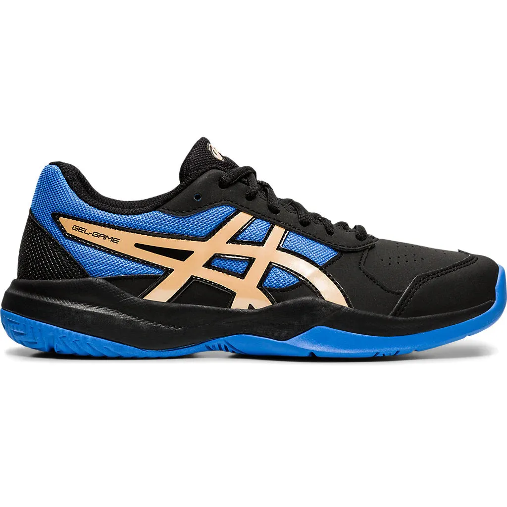 Asics Gel Game 7 Black Blue Juniors Tennis Shoes