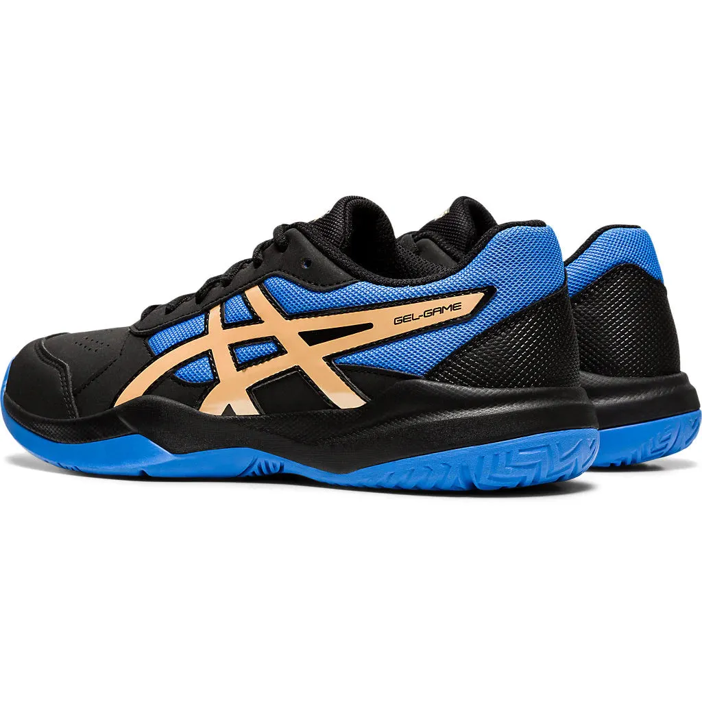 Asics Gel Game 7 Black Blue Juniors Tennis Shoes