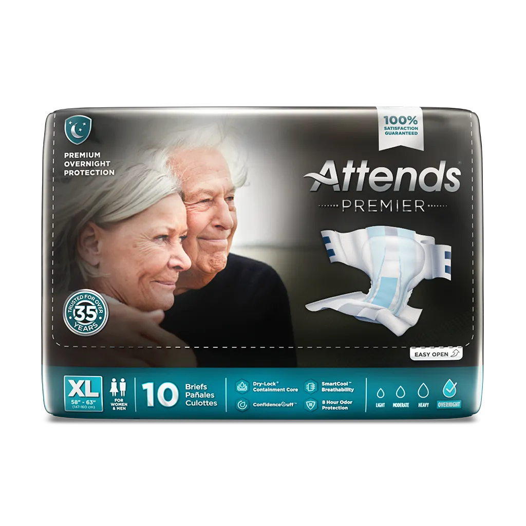 Attends Premier Briefs Incontinence Adult Diapers Maximum Absorbency