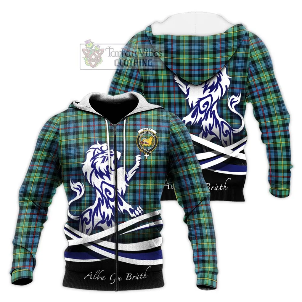 Bailey Ancient Tartan Knitted Hoodie with Alba Gu Brath Regal Lion Emblem