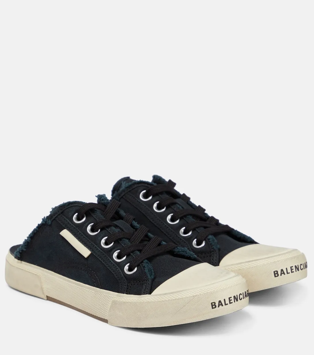 Balenciaga Open Back Distressed Sneakers in Black