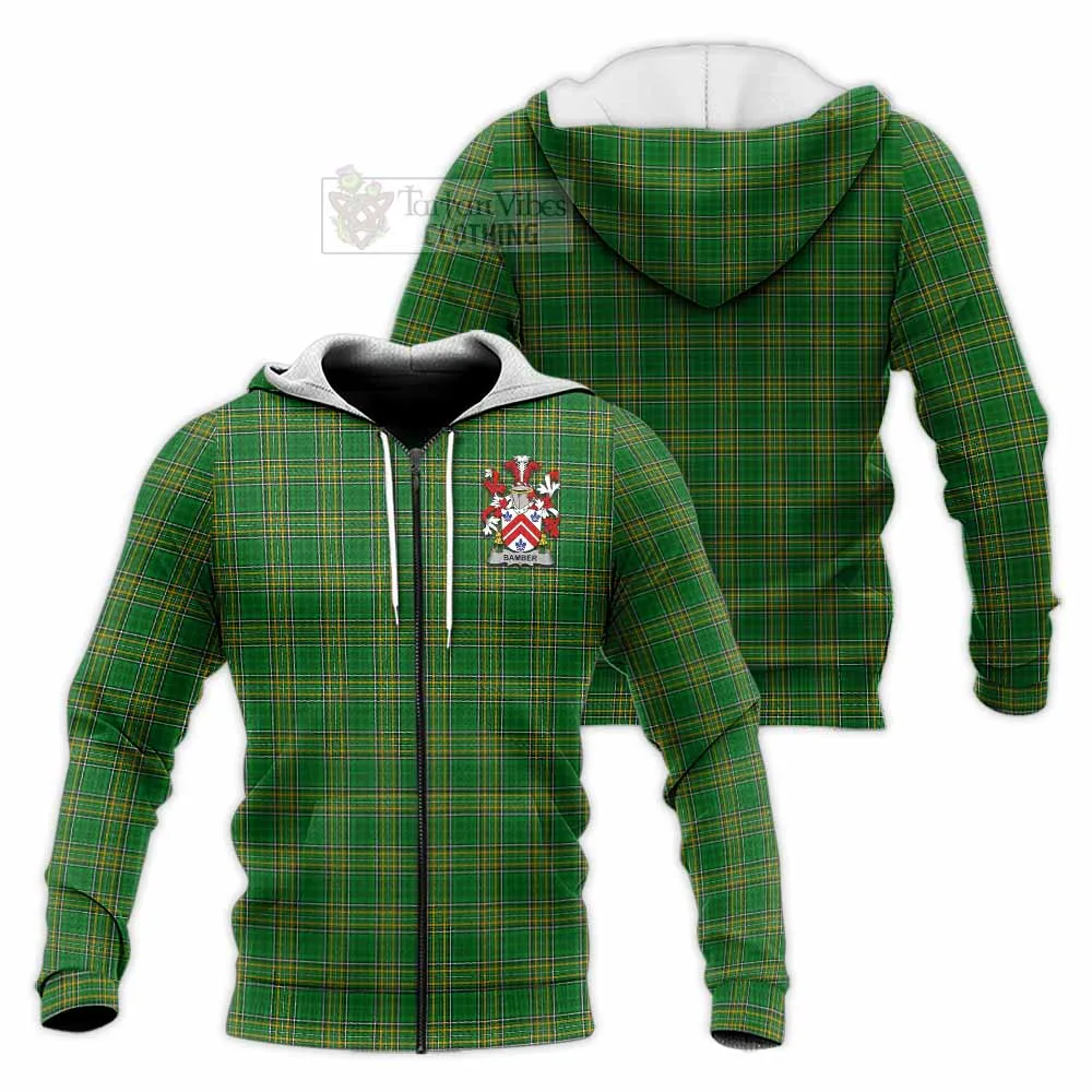 Bamber Irish Clan Tartan Knitted Hoodie with Coat of Arms