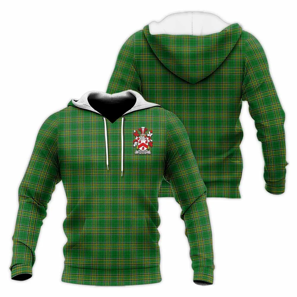 Bennett Irish Clan Tartan Knitted Hoodie with Coat of Arms