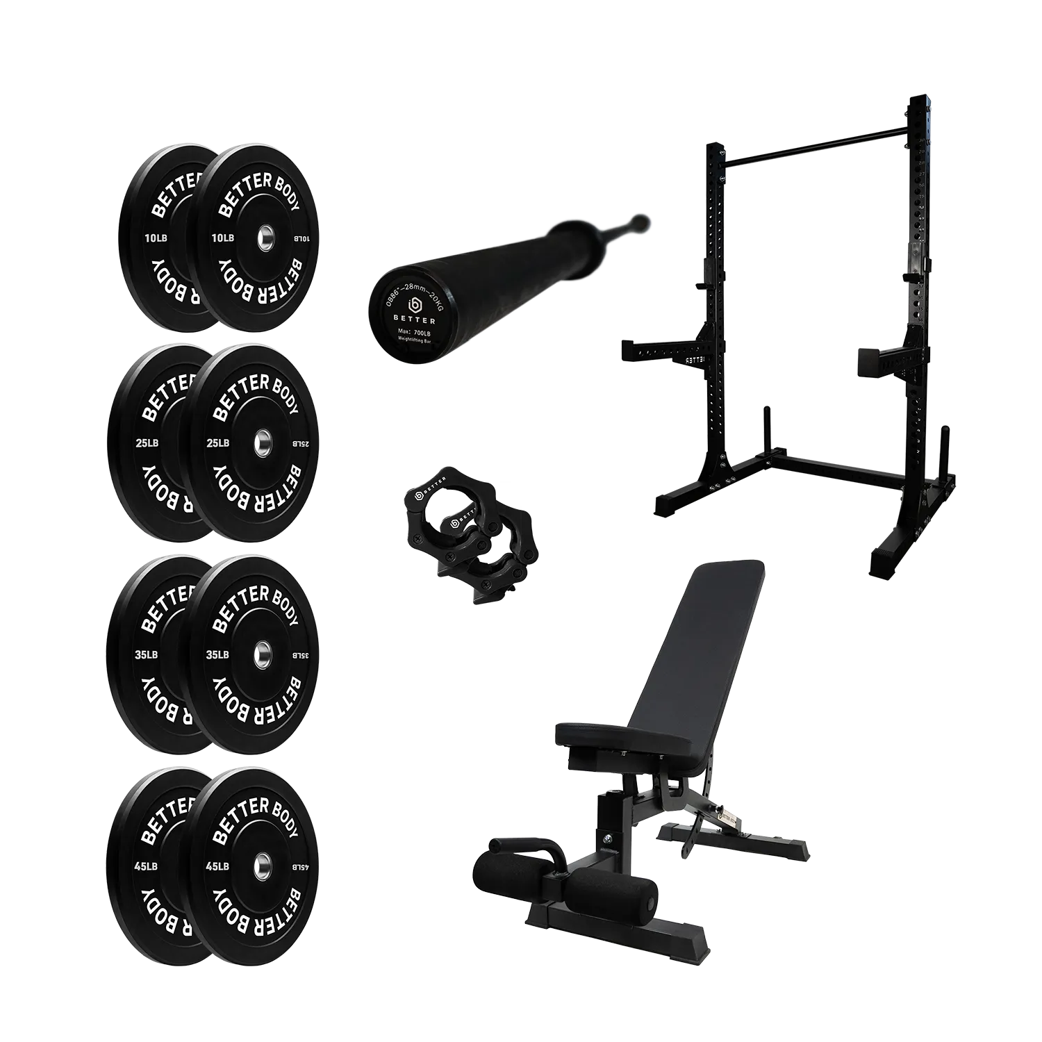 Better Body Power Bundle with Squat Rack | 5-45lbs