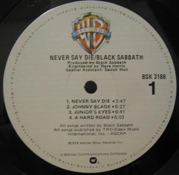 Black Sabbath - Never Say Die! (LP, Album) (VG )