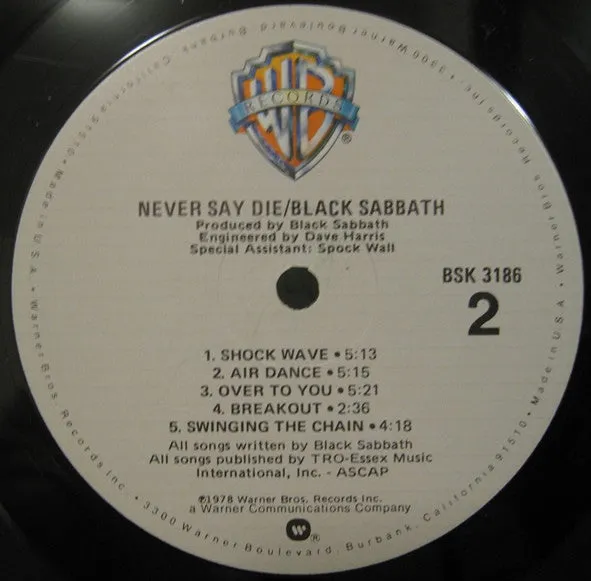 Black Sabbath - Never Say Die! (LP, Album) (VG )