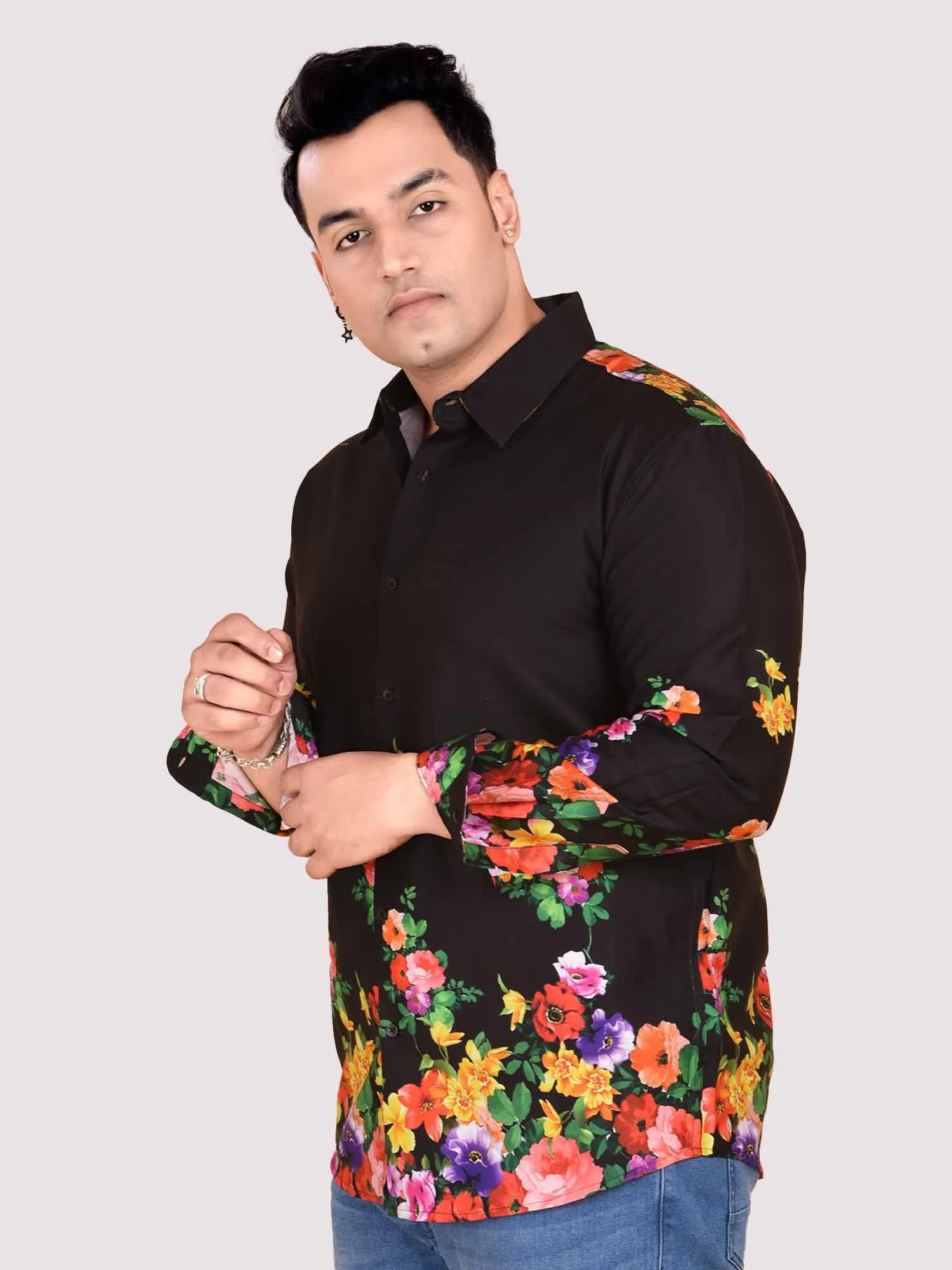 Blossom Cotton Satin Designer Shirt Men's Plus Size