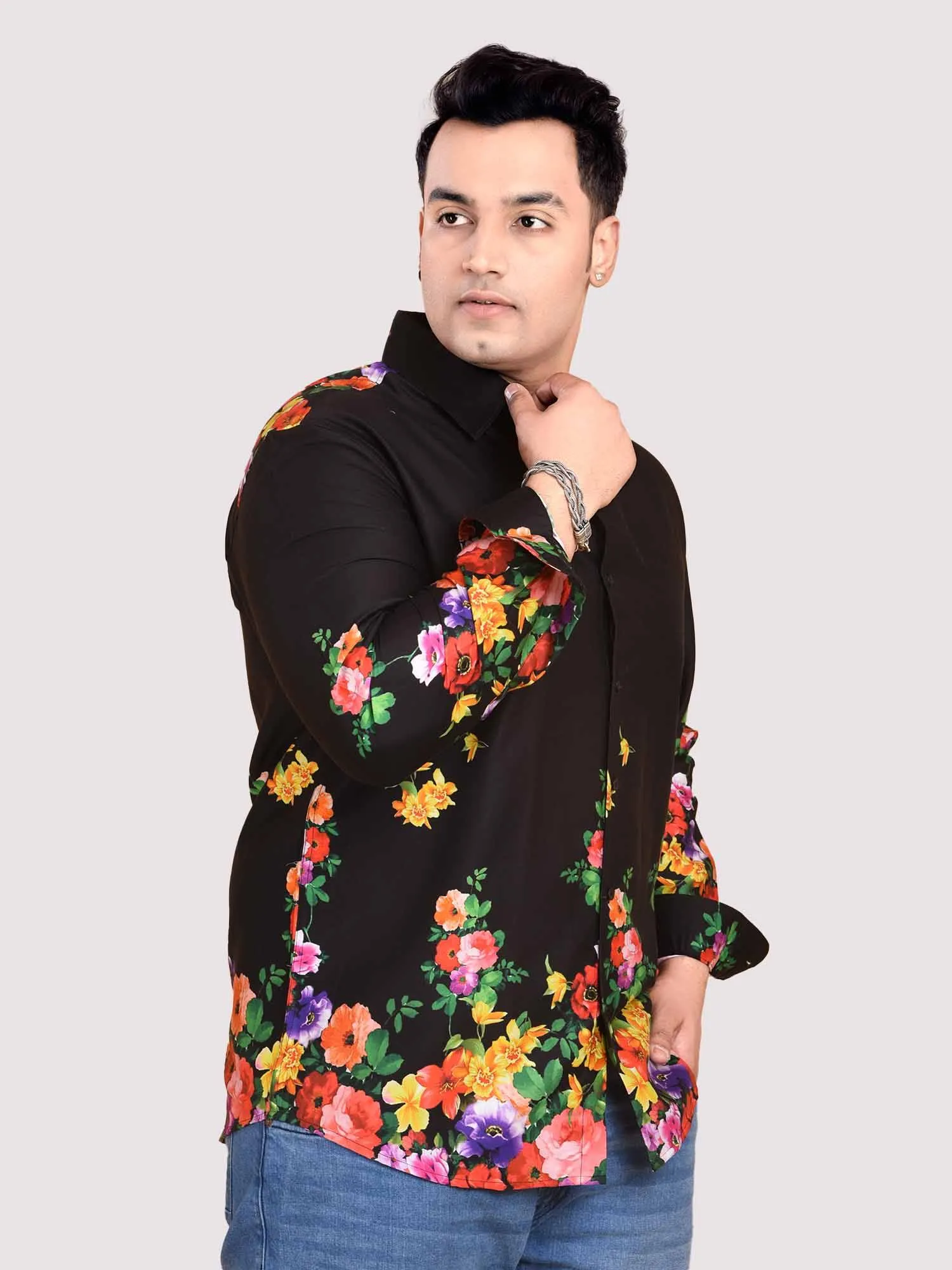 Blossom Cotton Satin Designer Shirt Men's Plus Size