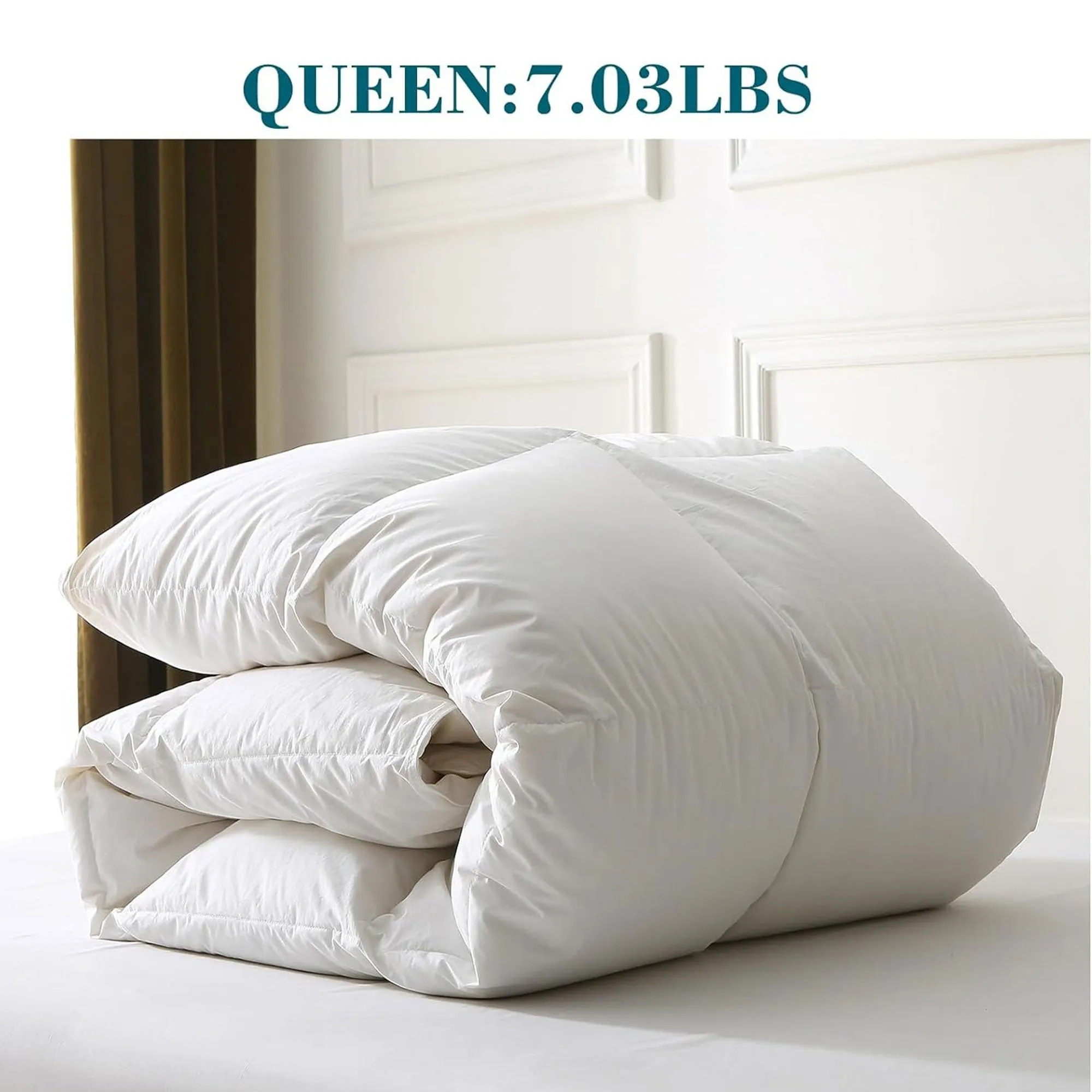 BPC 90 x 90” Queen Sized Lightweight All Season Feathers Down Comforter, White