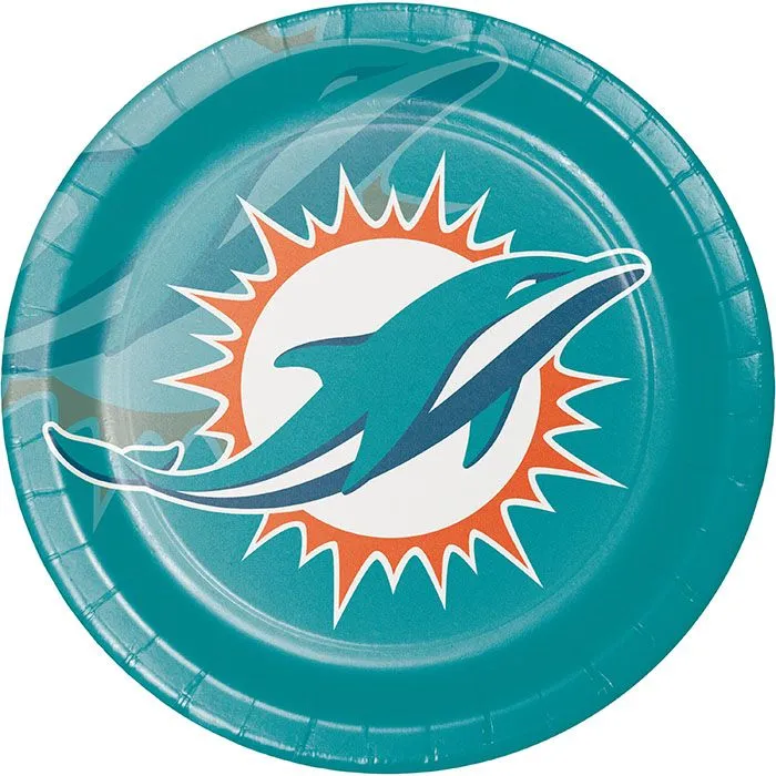 Bulk Miami Dolphins Paper Dinner Plates (96 per Case)