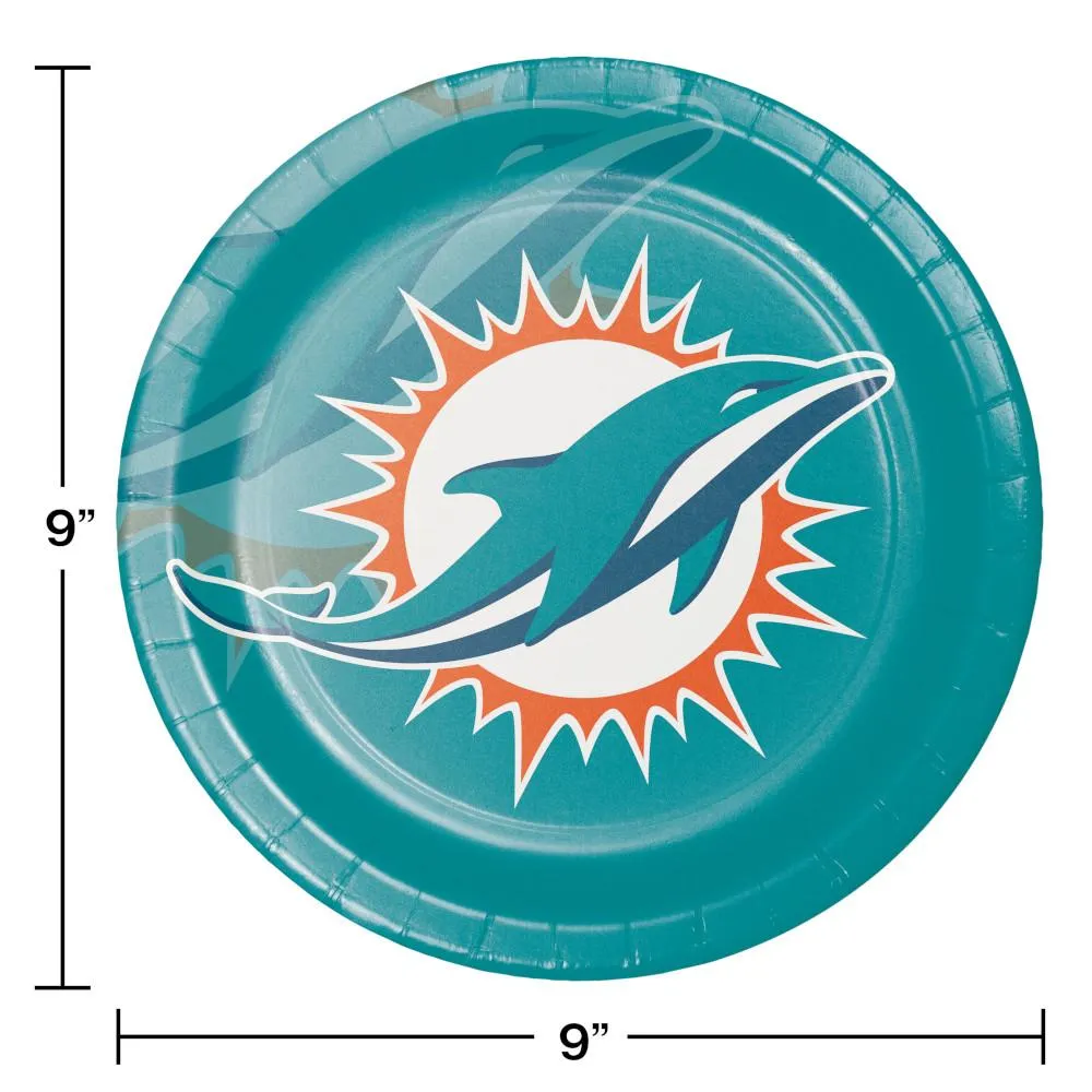 Bulk Miami Dolphins Paper Dinner Plates (96 per Case)