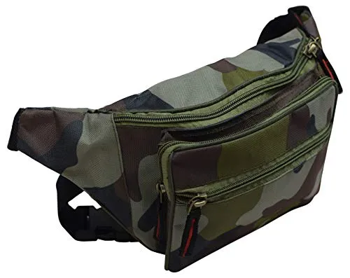 Camo nylon waist fanny pack belt bag pouch travel hiking camping hip purse men women (camo)