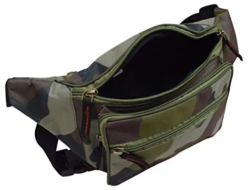 Camo nylon waist fanny pack belt bag pouch travel hiking camping hip purse men women (camo)