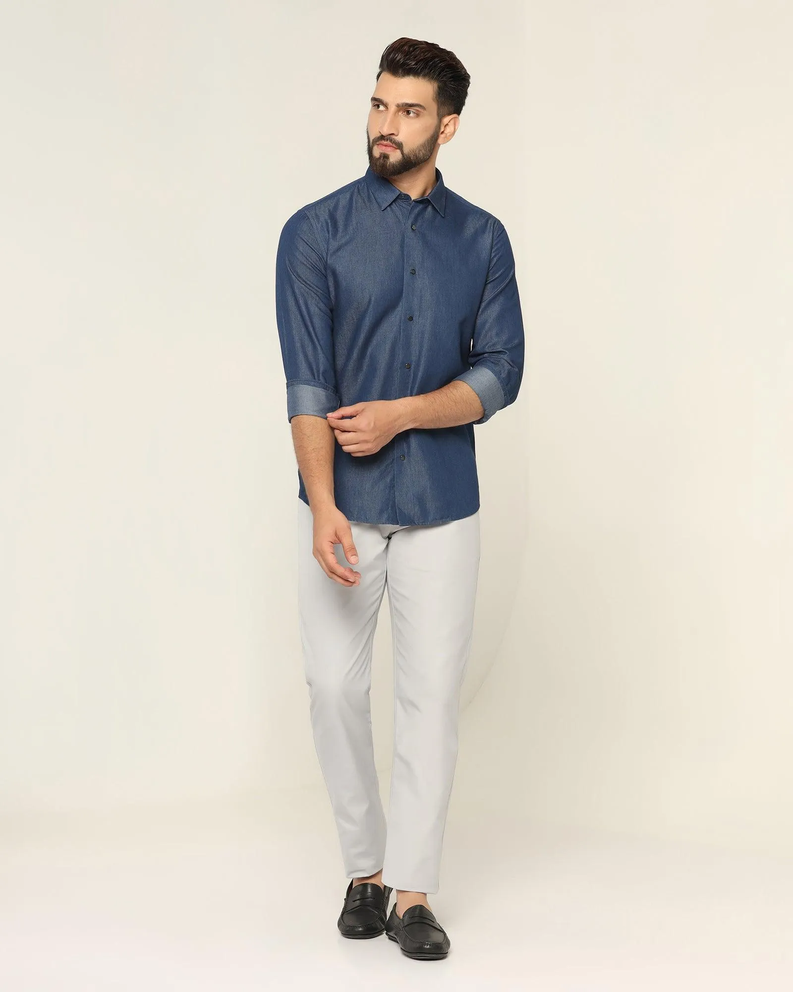 Casual Indigo Solid Shirt - Allen