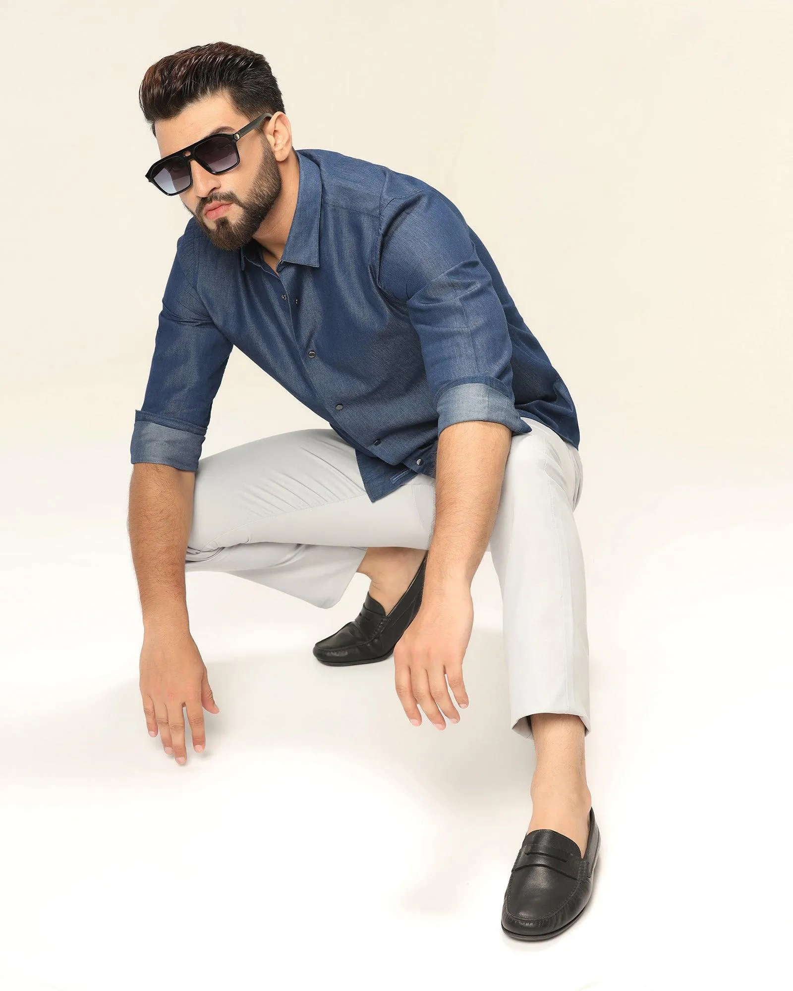 Casual Indigo Solid Shirt - Allen