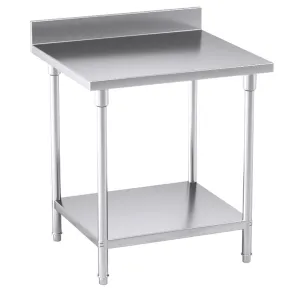 Commercial Stainless Steel Table Catering Kitchen Prep Work Bench W/ Back-splash 80 x 70cm