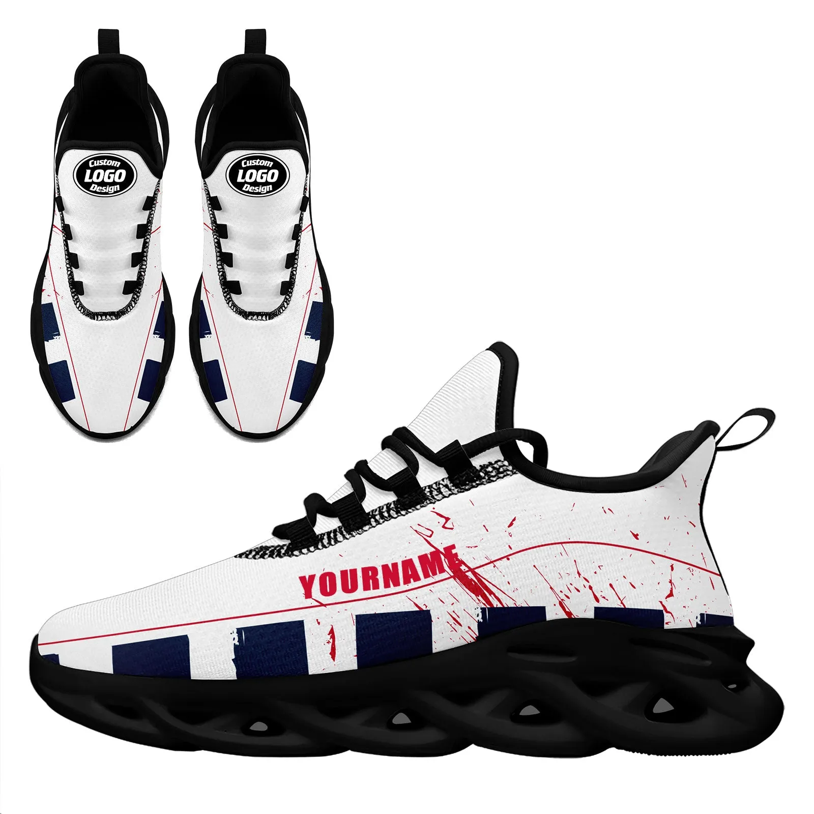 Custom Blue White Red New England Maxsoul Shoes Personalized Sneaker FN003-D020260-26