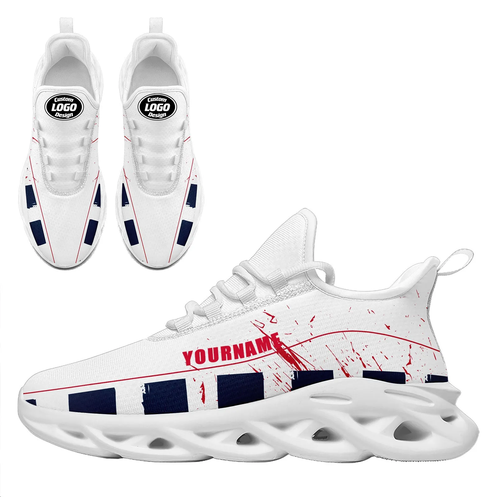 Custom Blue White Red New England Maxsoul Shoes Personalized Sneaker FN003-D020260-26