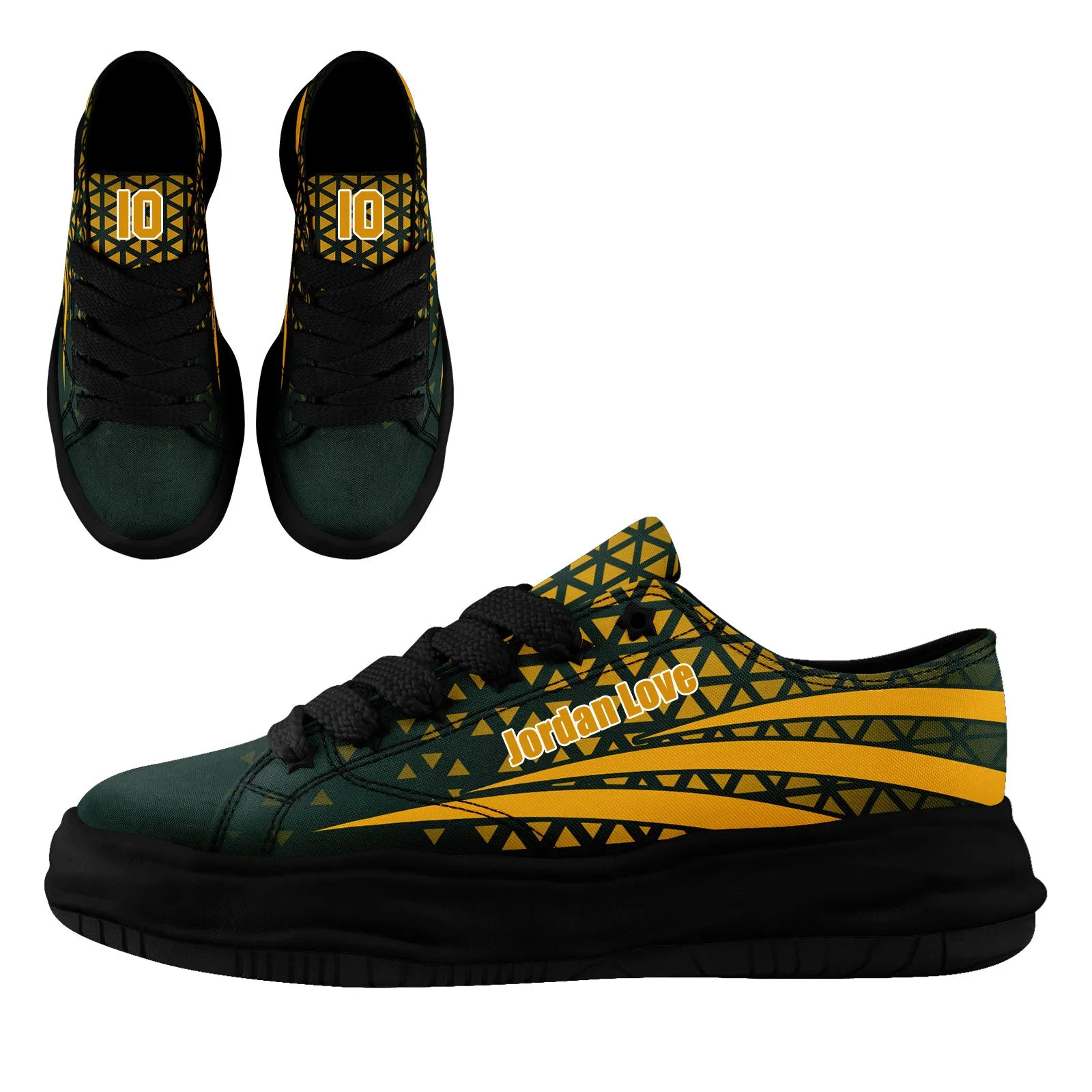 Custom Green Yellow Wisconsin Shoes Personalized Sneaker FN038-D023003-13