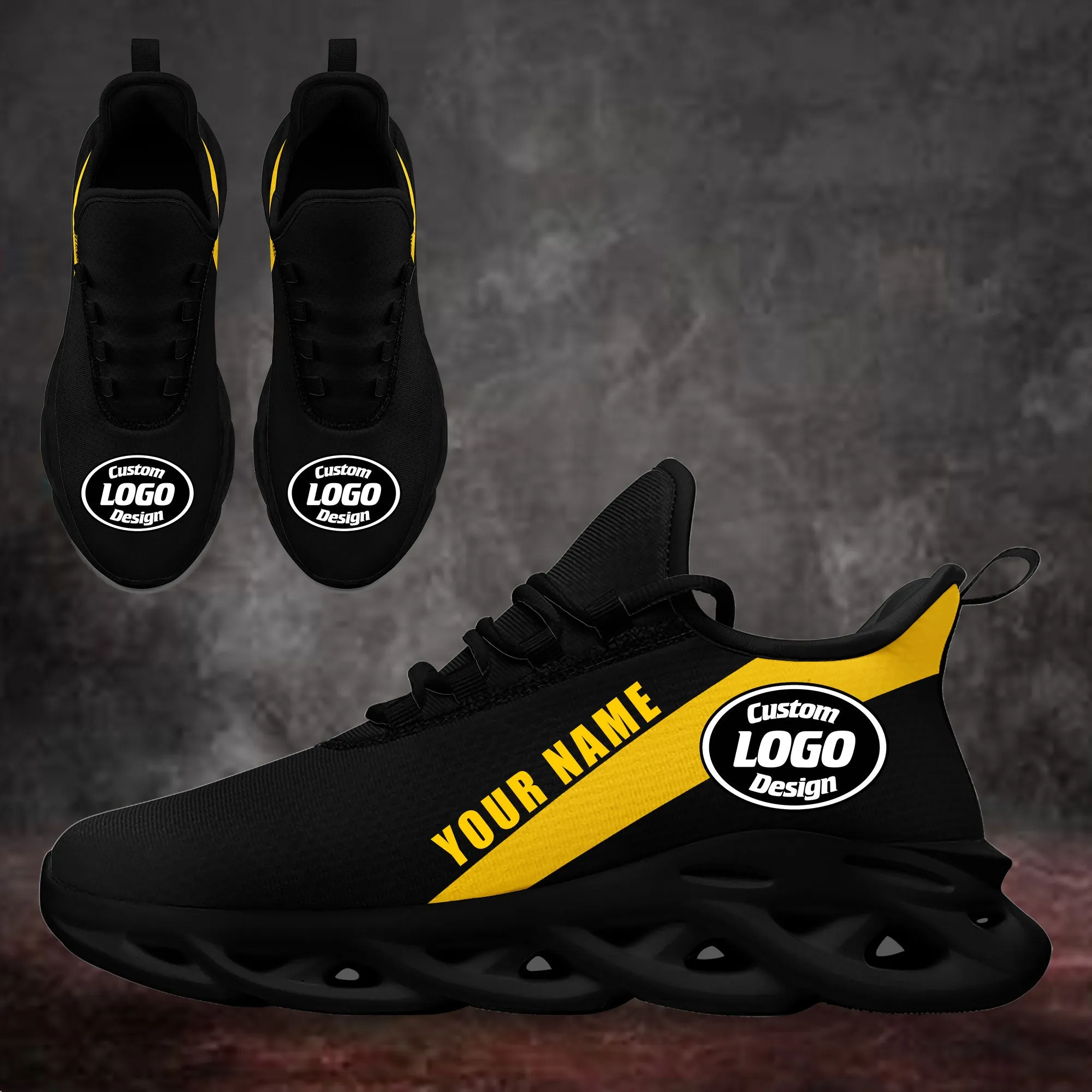 Custom Yellow Black Jersey MaxSoul Shoes and Hat Combo Offer Personalized ZH-bd0b007e-c