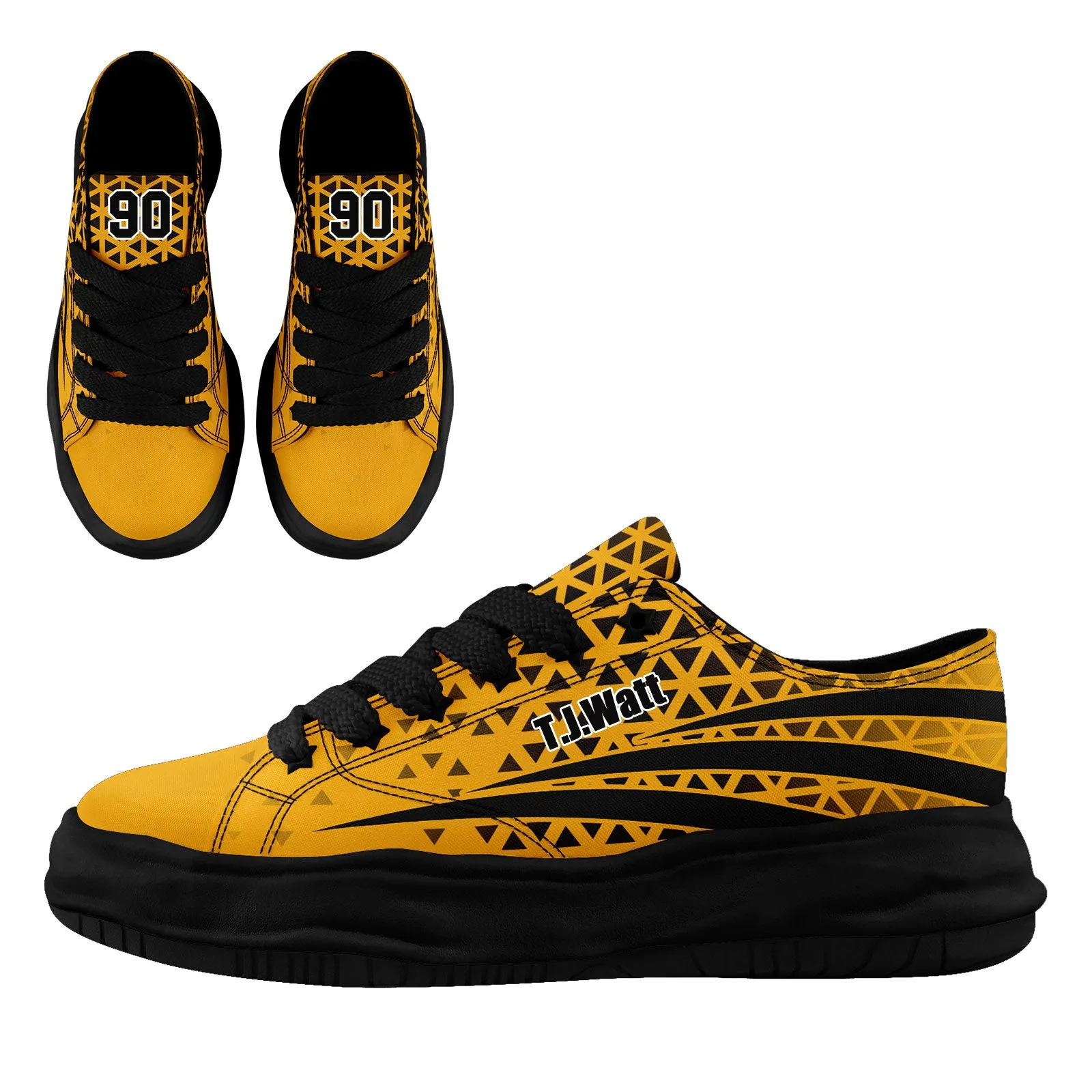 Custom Yellow Black Pennsylvania Shoes Personalized Sneaker FN038-D023003-30