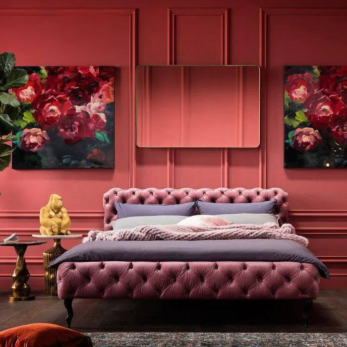 Desire Mauve Velvet Bed