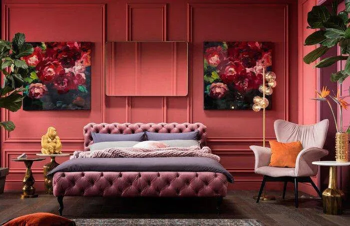 Desire Mauve Velvet Bed