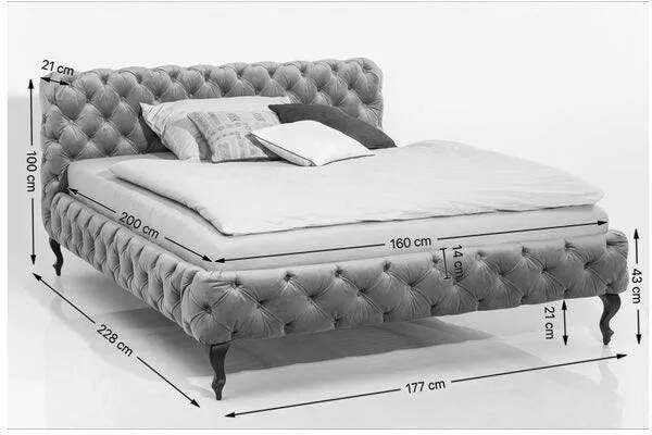 Desire Mauve Velvet Bed