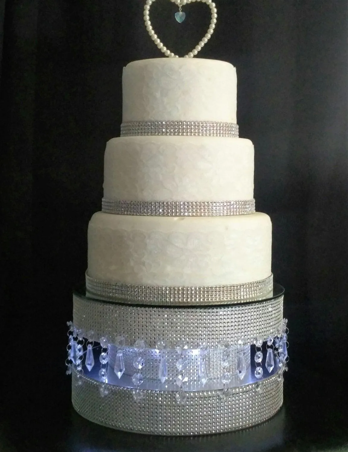 Diamante or Pearl crystal linked Podium style cake stand by Crystal wedding uk