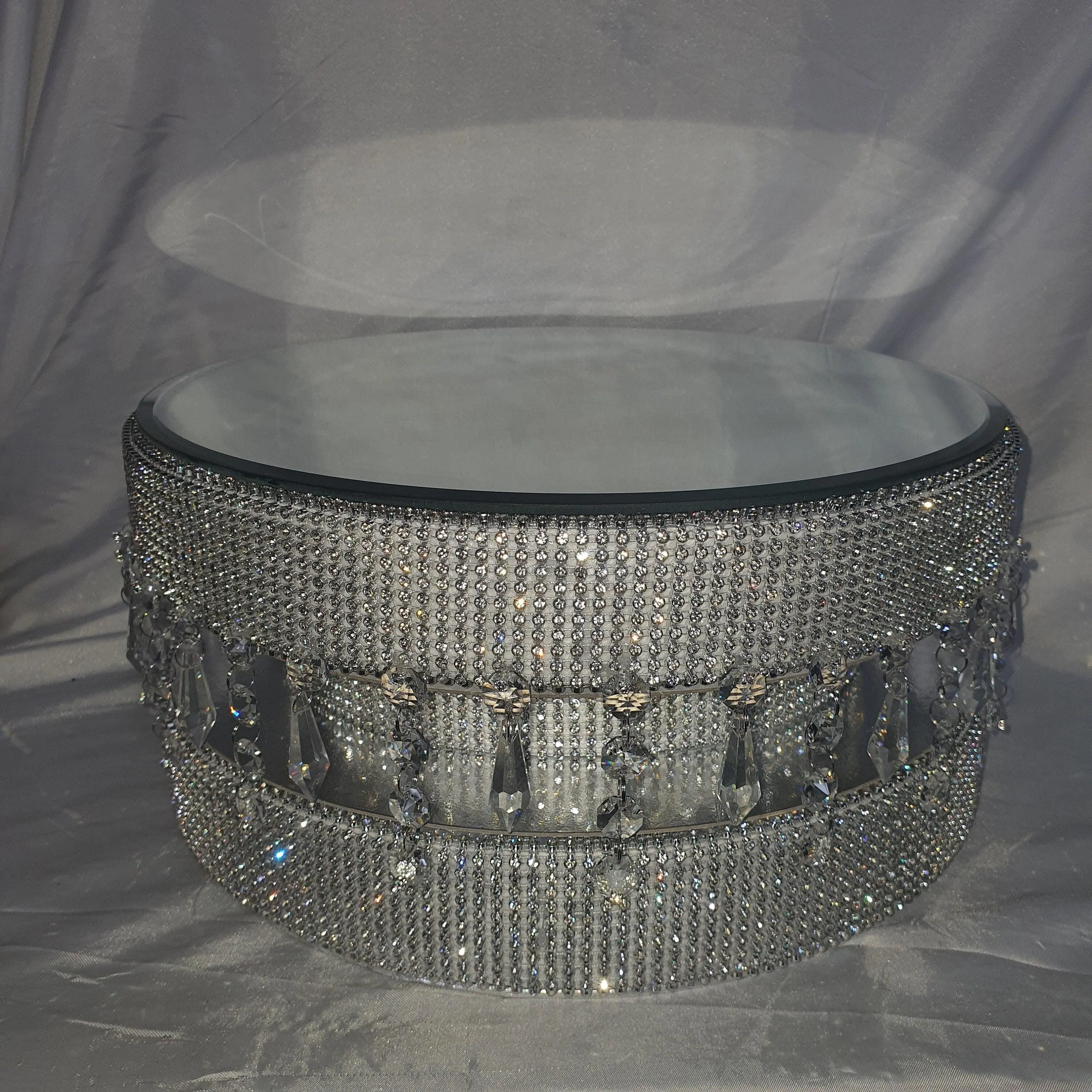 Diamante or Pearl crystal linked Podium style cake stand by Crystal wedding uk