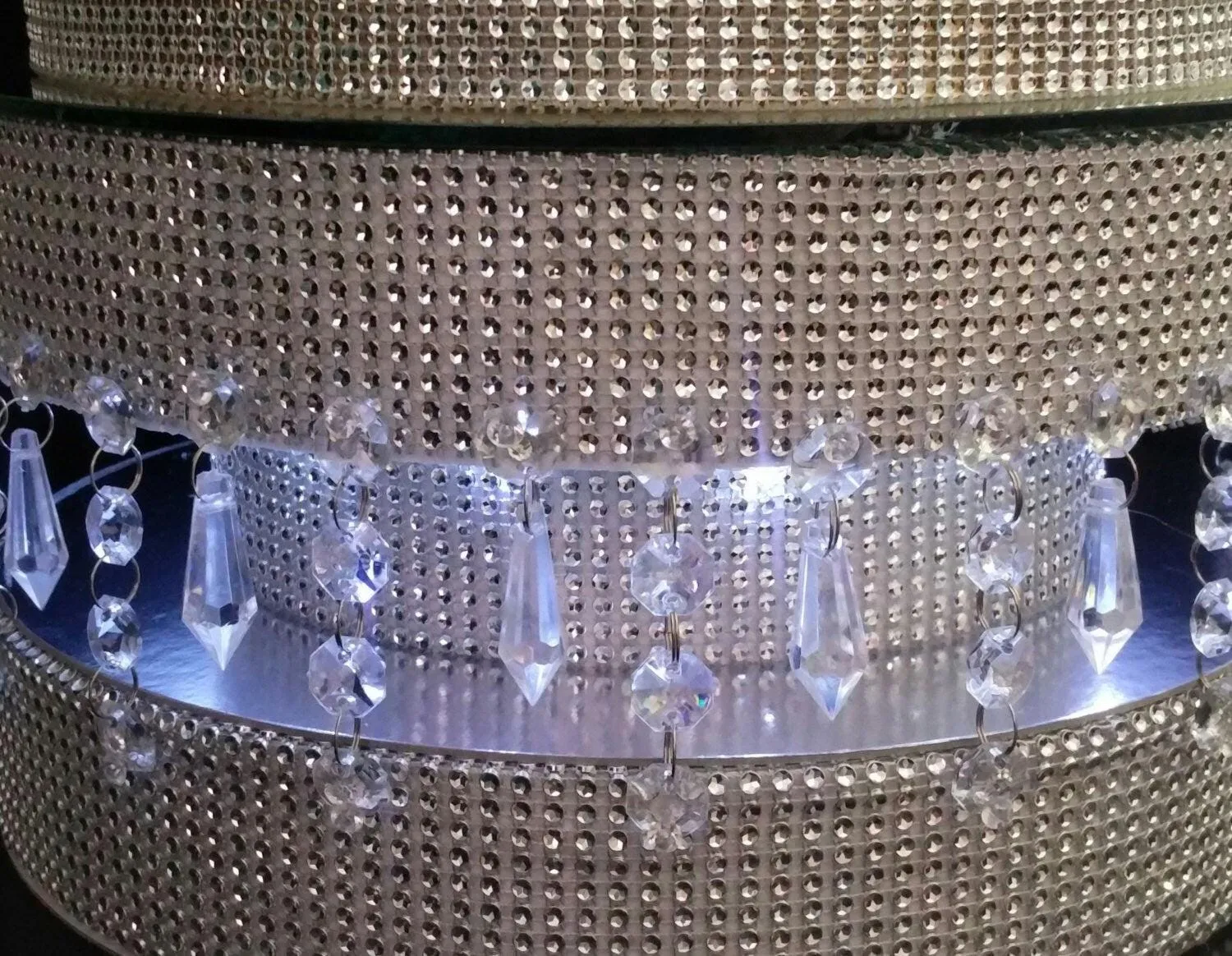 Diamante or Pearl crystal linked Podium style cake stand by Crystal wedding uk