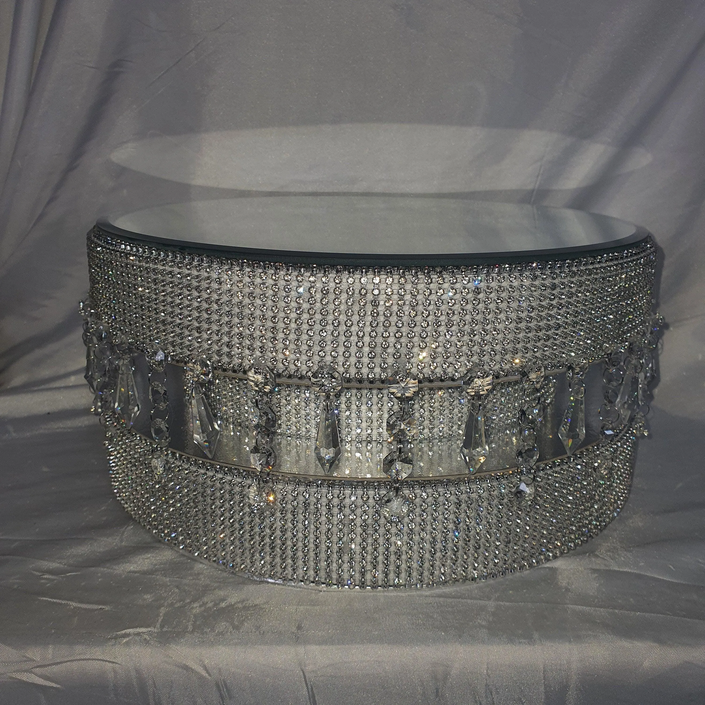 Diamante or Pearl crystal linked Podium style cake stand by Crystal wedding uk