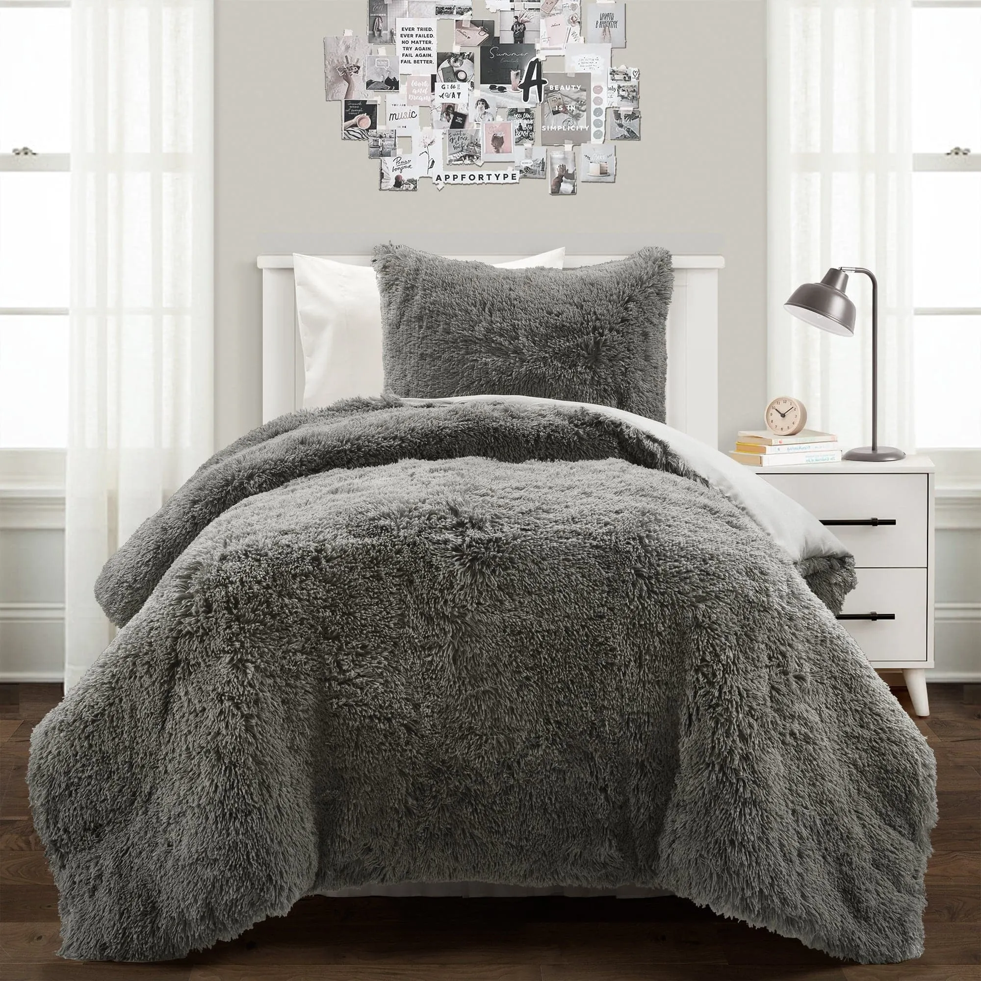 Emma Faux Fur Comforter Set