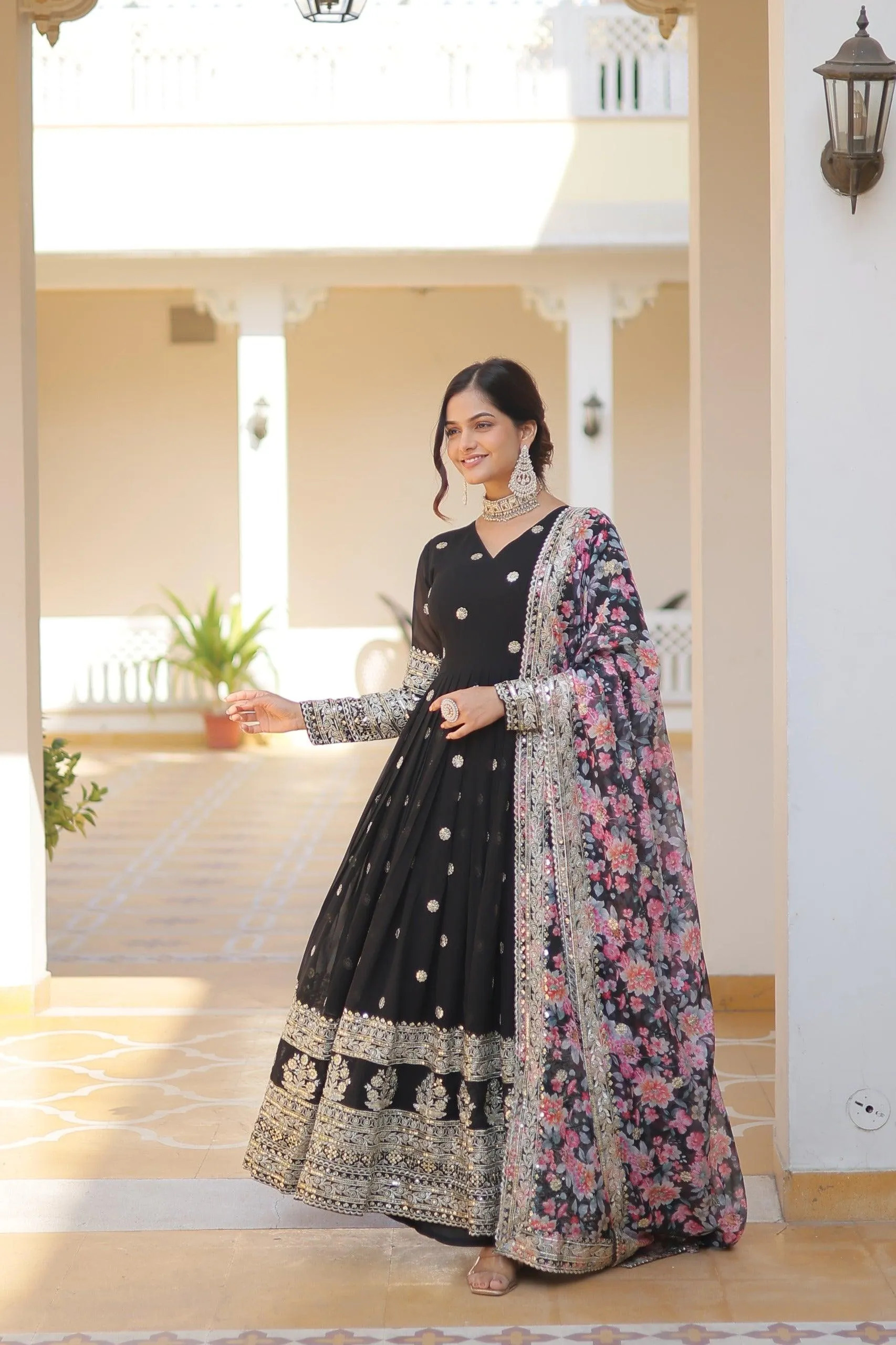 Ethnic Multi Work Gown